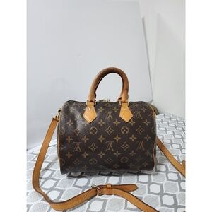 LOUIS VUITTON Monogram Canvas Speedy Bandouliere 25 Bag Brown/Beige